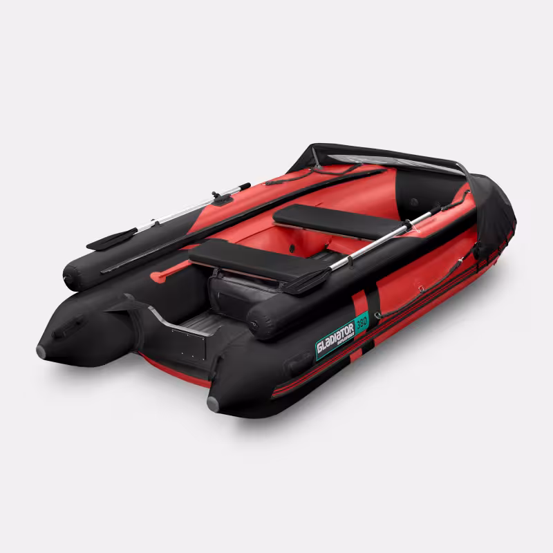 Надувная лодка ПВХ Gladiator E380X, НДНД, красный/черный