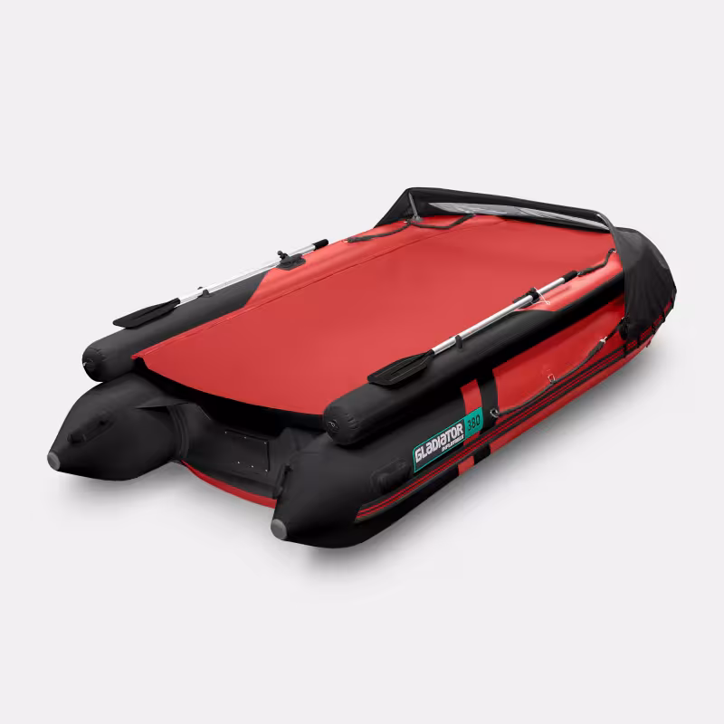 Надувная лодка ПВХ Gladiator E380X, НДНД, красный/черный