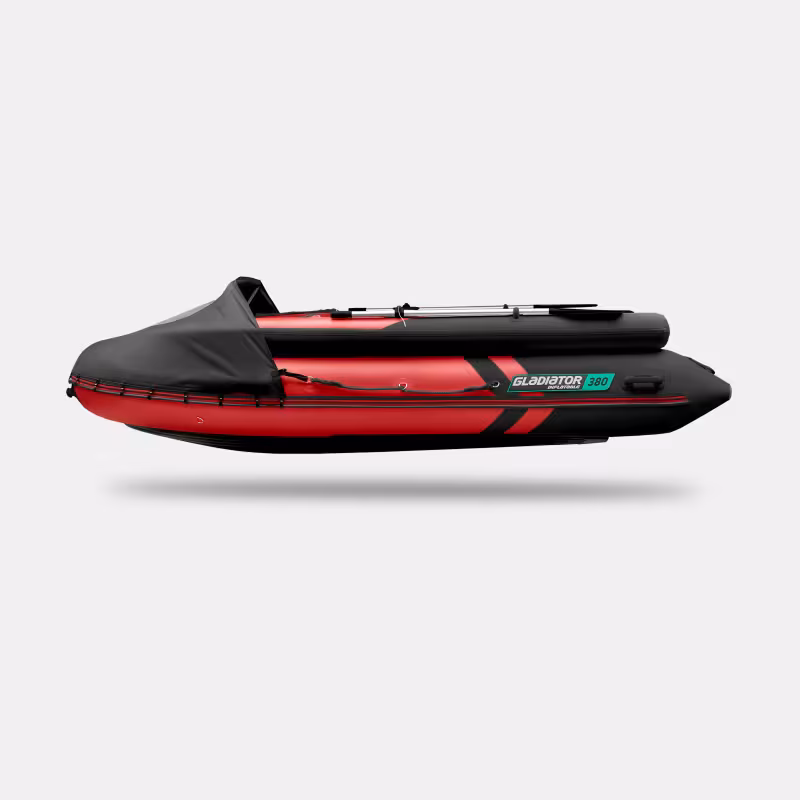 Надувная лодка ПВХ Gladiator E380X, НДНД, красный/черный