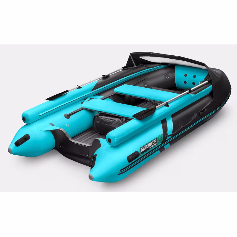 Надувная лодка ПВХ Gladiator E450X, НДНД, бирюзовый/черный