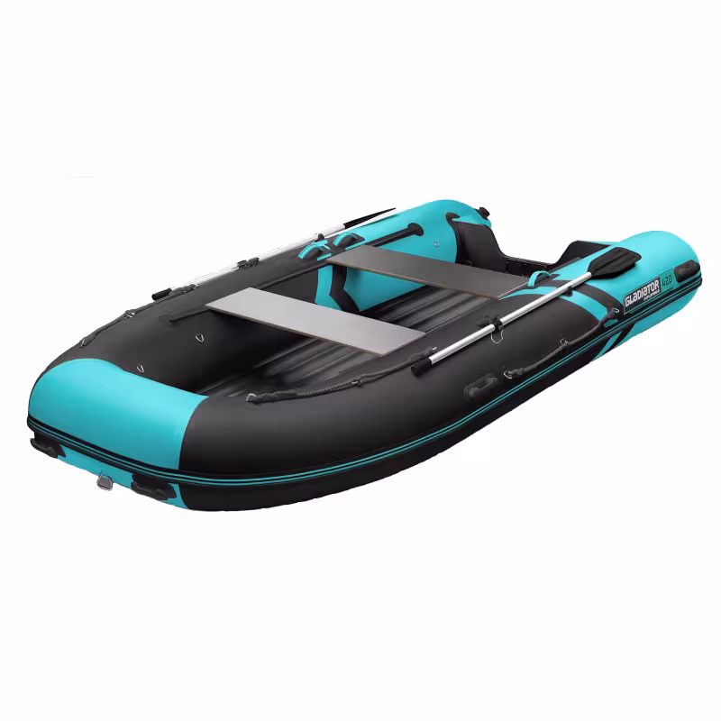 Надувная лодка ПВХ Gladiator E420S Jet, НДНД, бирюзовый/черный