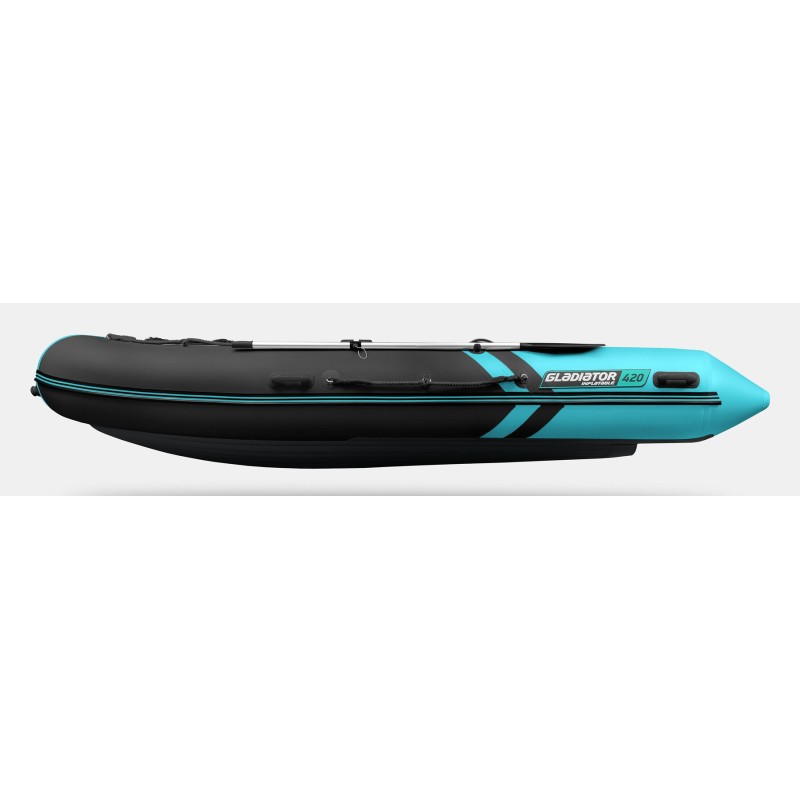 Надувная лодка ПВХ Gladiator E420S Jet, НДНД, бирюзовый/черный