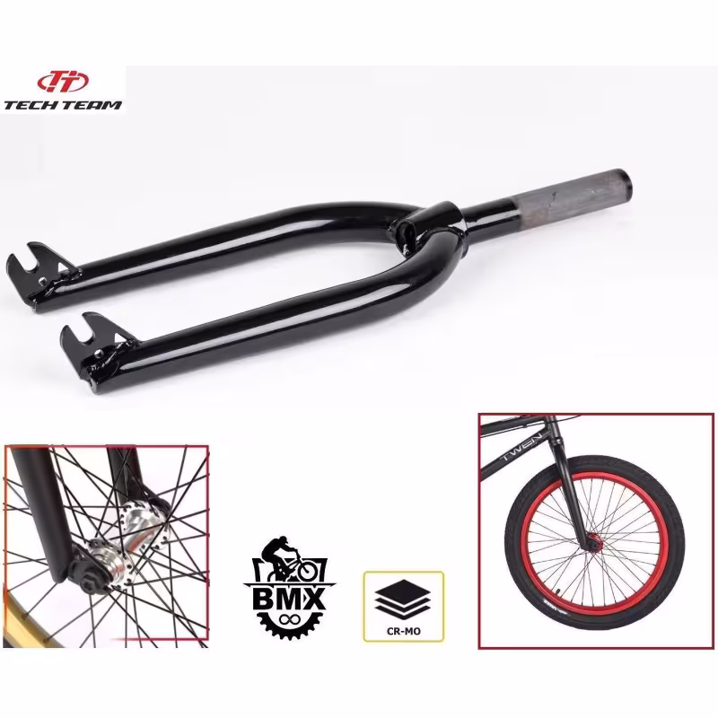 Вилка велосипедная Tech Team, BMX 20", M25x1.5x28.6x159 мм, баттированая, хром-молибден, черный