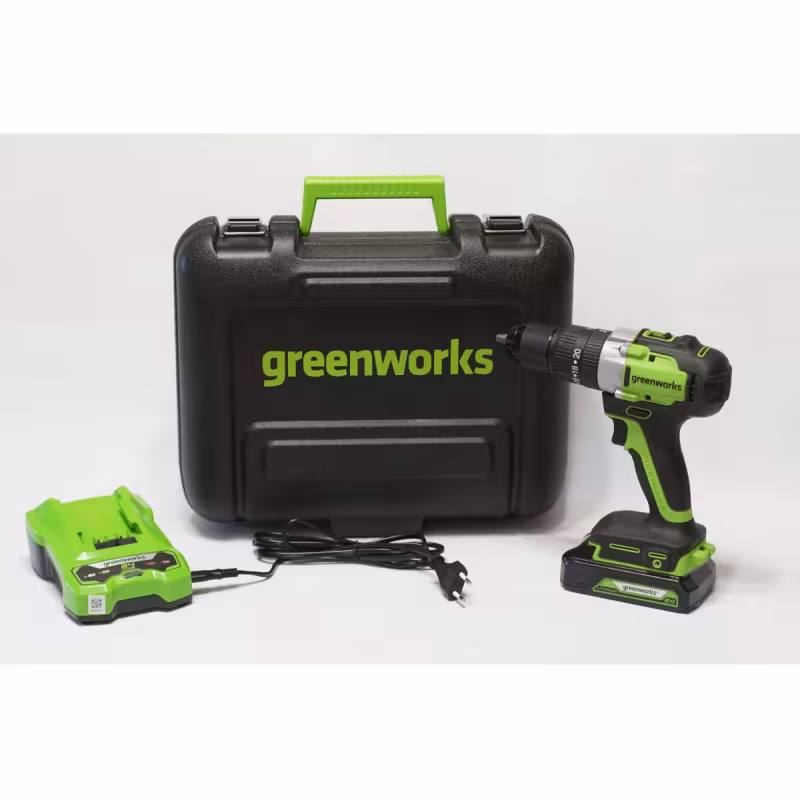 Дрель ударная аккумуляторная Greenworks GD24DD60K2