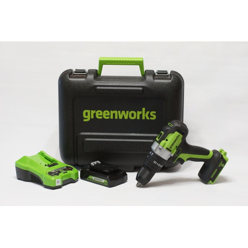 Дрель ударная аккумуляторная Greenworks GD24DD60K2 