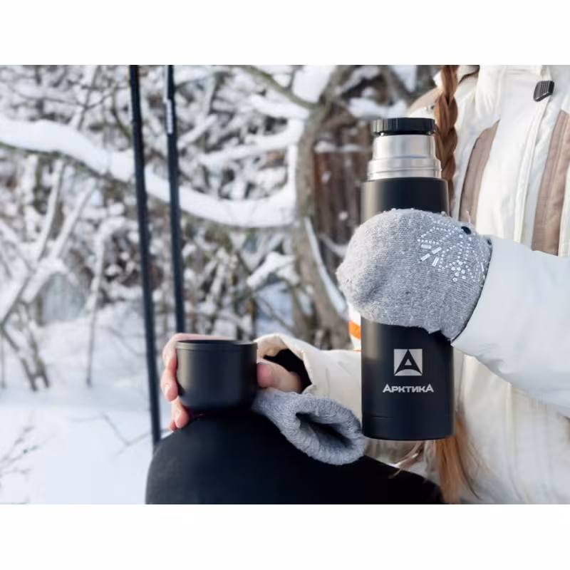 Термос Арктика 102-1000-BKT, 1 л,  черный матовый