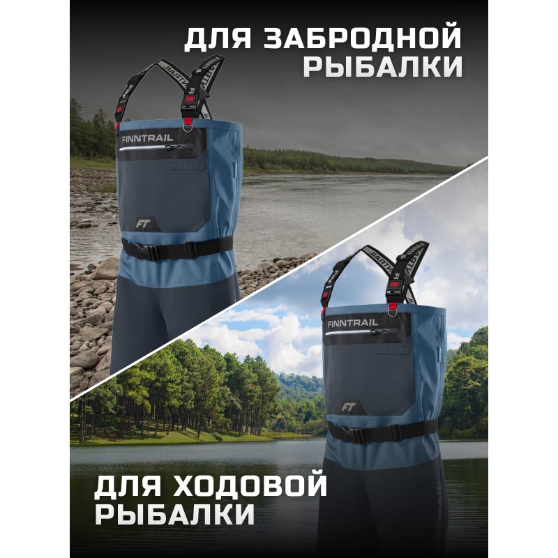 Полукомбинезон-вейдерсы Finntrail Proguide 1535 Blue, мембрана Hard-Tex, синий, размер MK