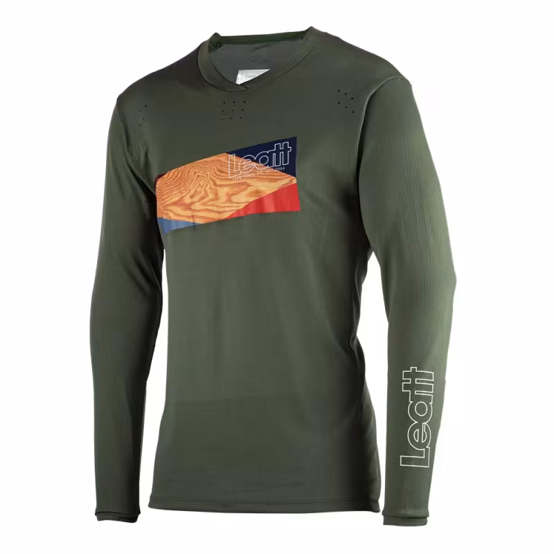 Джерси мужское Leatt MTB Enduro 4.0 Jersey Pine, Ice Yarn, зеленый, размер M