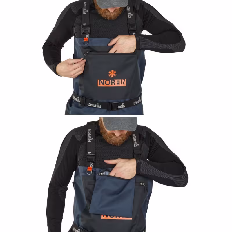 Полукомбинезон-вейдерсы Norfin Pilot Bootfoot, ткань Мембрана, черный/серый, размер L (52-54)/44, 176-182 см