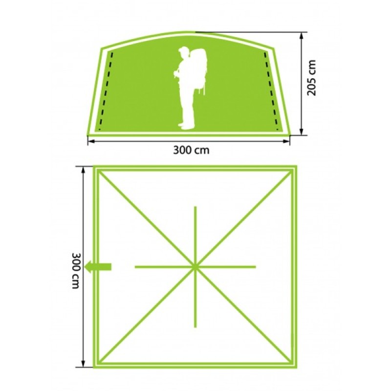 Тент-шатер автоматический Norfin Torino NF, 3-местная, 300х300х205 см, зеленый