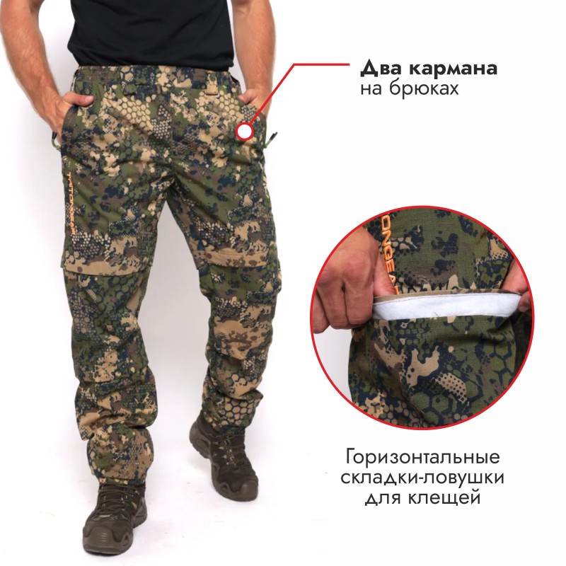 Костюм антимоскитный мужской Triton Gear Snar, ткань РипСтоп, Green Line, размер 60-62, 170-176 см