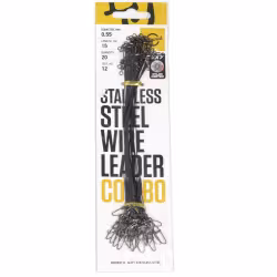 Поводки стальные с застёжкой Lucky John SSW d 0.55мм/12кг/15см., 7x7, 1шт