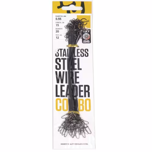 Поводки стальные с застёжкой Lucky John SSW d 0.55мм/12кг/15см., 7x7, 1шт