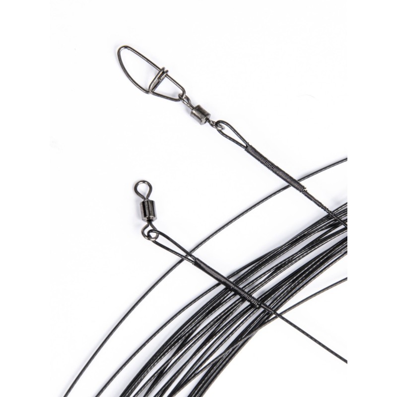 Поводки стальные с застёжкой Lucky John SSW d 0.55мм/12кг/35см., 7x7, 1шт