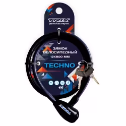 Замок противоугонный для детского велосипеда Trix Techno, 12/800 мм, черный