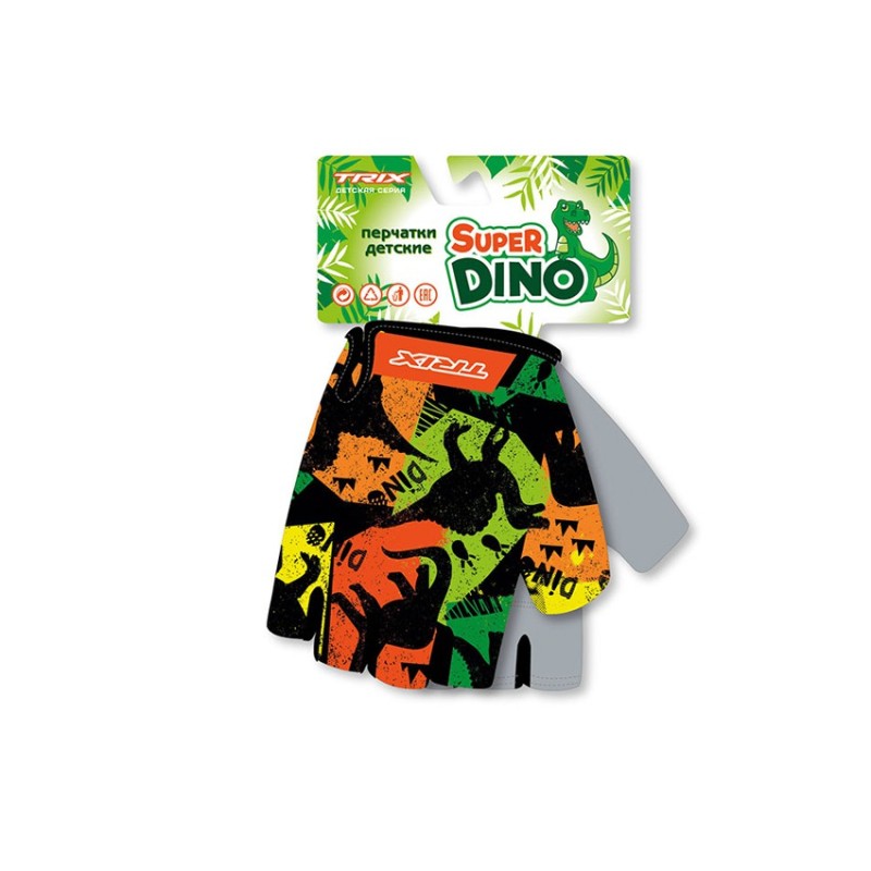 Велоперчатки детские Trix Nw Super Dino, размер 5XS, разноцветные