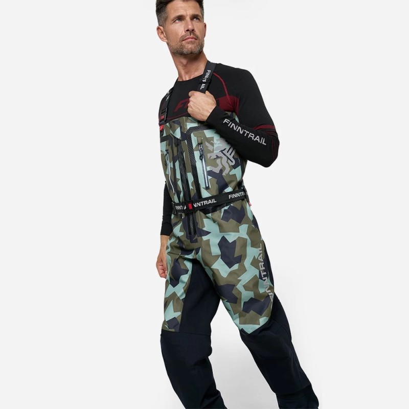 Полукомбинезон-вейдерсы Finntrail Speedmaster-Z 1529 CamoArmy, мембрана Hard-Tex, зеленый камуфляж, размер 44-46 (S), 165-175 см