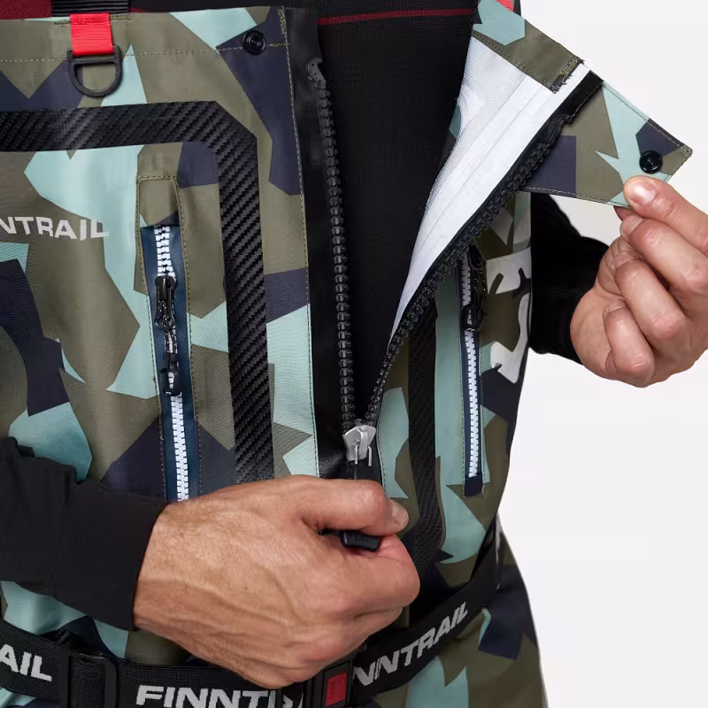 Полукомбинезон-вейдерсы Finntrail Speedmaster-Z 1529 CamoArmy, мембрана Hard-Tex, зеленый камуфляж, размер 44-46 (S), 165-175 см