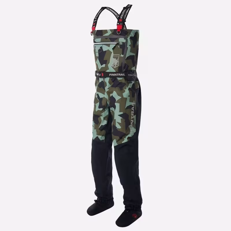 Полукомбинезон-вейдерсы Finntrail Speedmaster 1528 CamoArmy, мембрана Hard-Tex, зеленый камуфляж, размер 58-60 (XXL), 185-195 см