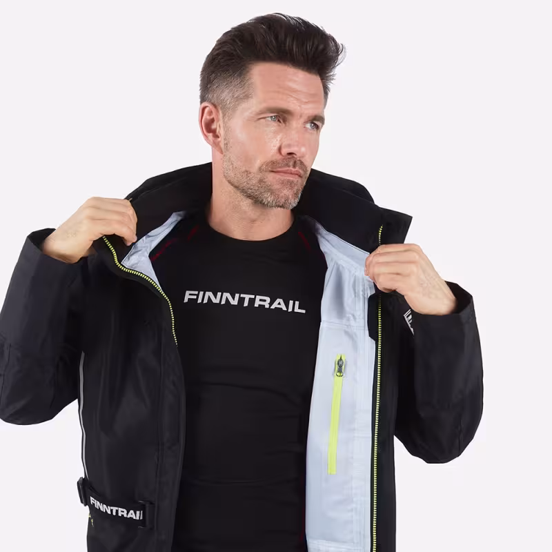 Куртка мужская Finntrail Mudway 2010 Graphite, мембрана Hard-Tex, черный, размер 42-44 (XS), 160-170 см