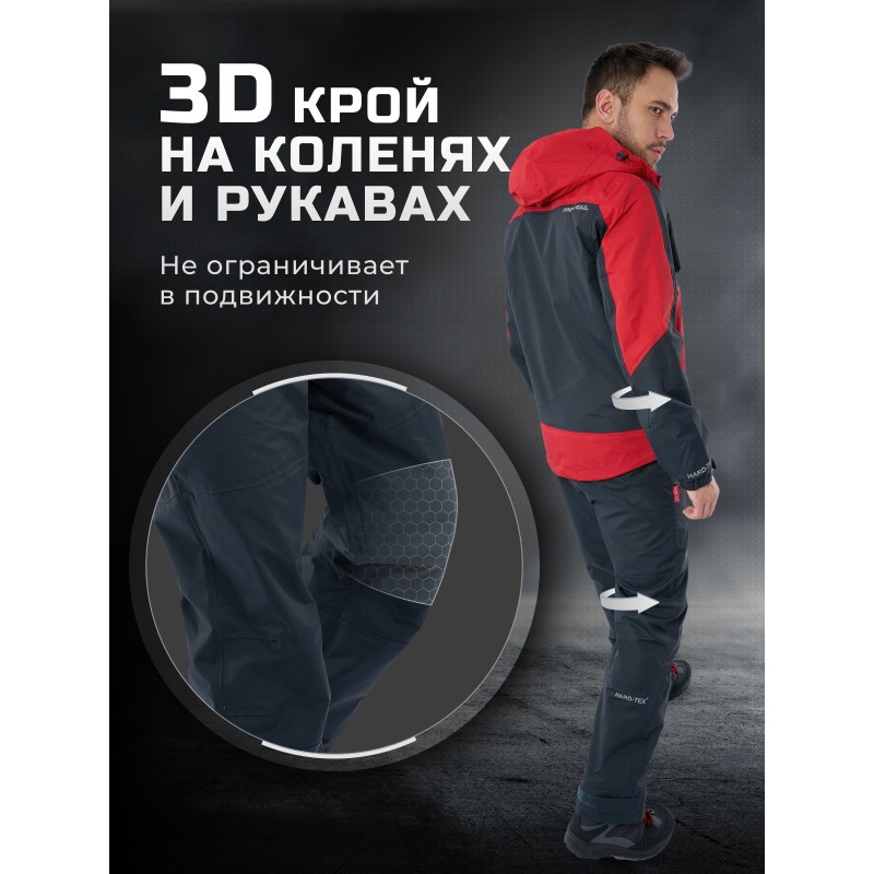 Костюм мужской Finntrail Lightsuit 3503 Red, мембрана Hard-Tex, красный/серый, размер 42-44 (XS), 160-170 см