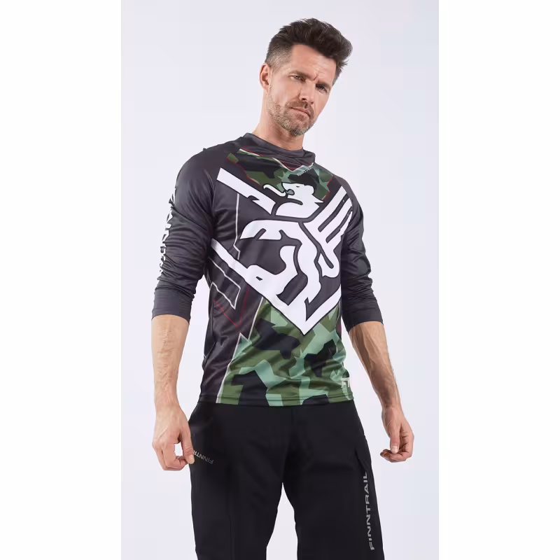 Джерси мужское Finntrail Jersey 6601 CamoArmy, полиэстер, черный, размер 44-46 (S), 165-175 см