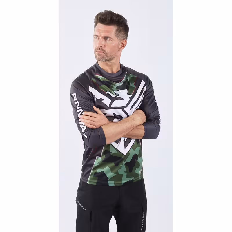 Джерси мужское Finntrail Jersey 6601 CamoArmy, полиэстер, черный, размер 48-50 (M), 170-180 см