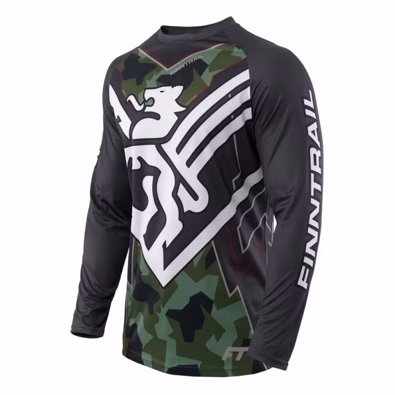 Джерси мужское Finntrail Jersey 6601 CamoArmy, полиэстер, черный, размер 58-60 (XXL), 185-195 см