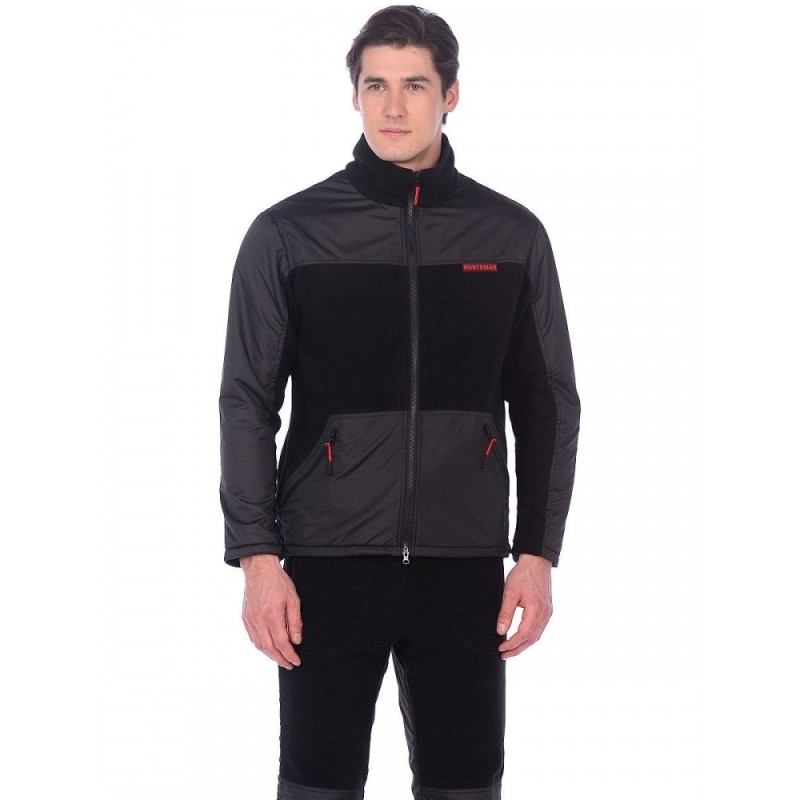 Костюм мужской Huntsman (Восток) Пикник-Люкс, флис, черный, размер 44-46, 170-176 см