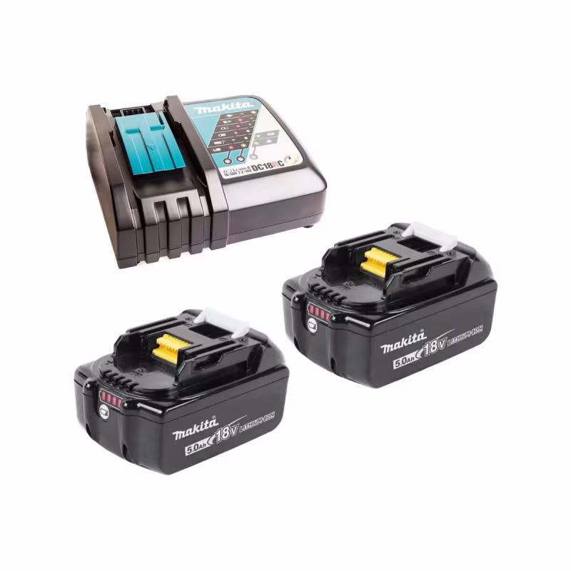 Комплект Makita из двух аккумуляторов BL1850B и зарядного устройства DC18RC (Li-ion, 18В, 2х2,5Ач)