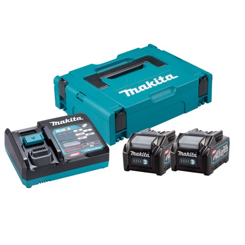 Комплект Makita из двух аккумуляторов BL4040  и зарядного устройства DC40RA в кейсе MakPac XGT (Li-ion, 40В, 2х4Ач)