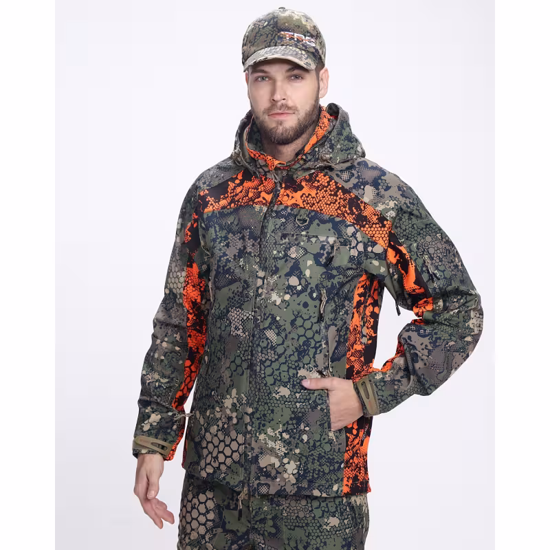 Костюм сигнальный мужской Triton Gear Chameleon PRO -5, ткань Софтшелл, зеленый камуфляж/оранжевый, размер 44-46 (S), 170-176 см