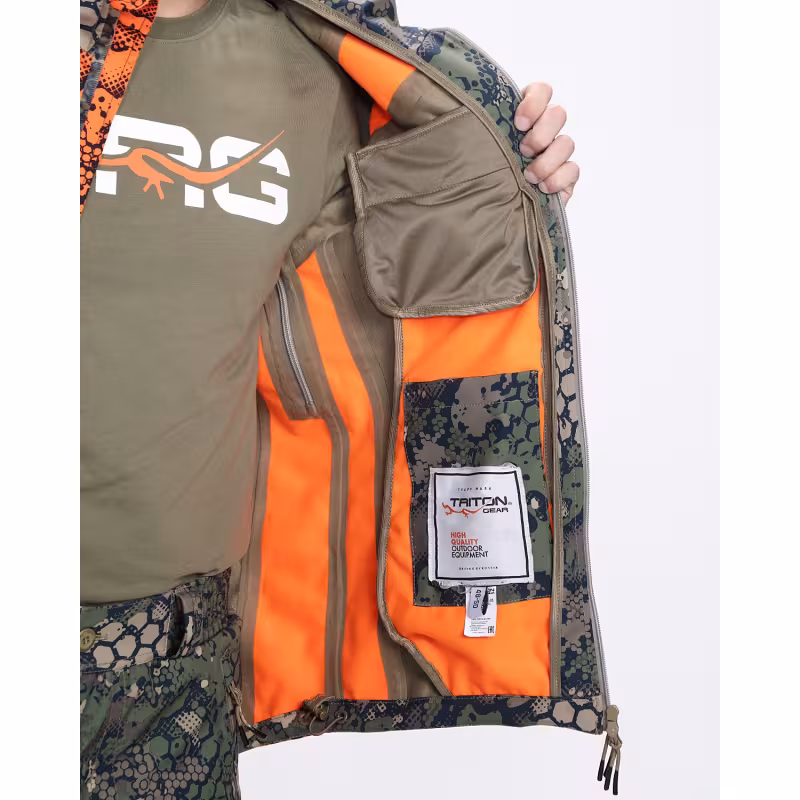 Костюм сигнальный мужской Triton Gear Chameleon PRO -5, ткань Софтшелл, зеленый камуфляж/оранжевый, размер 52-54 (L), 182-186 см