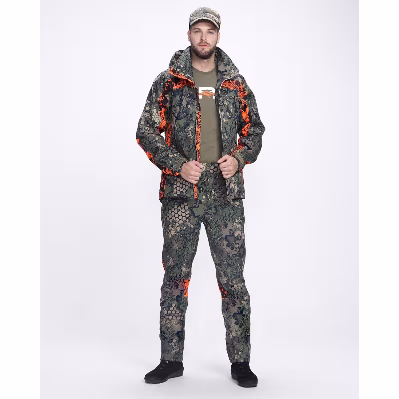 Костюм сигнальный мужской Triton Gear Chameleon PRO -5, ткань Софтшелл, зеленый камуфляж/оранжевый, размер 60-62 (XXXL), 182-188 см