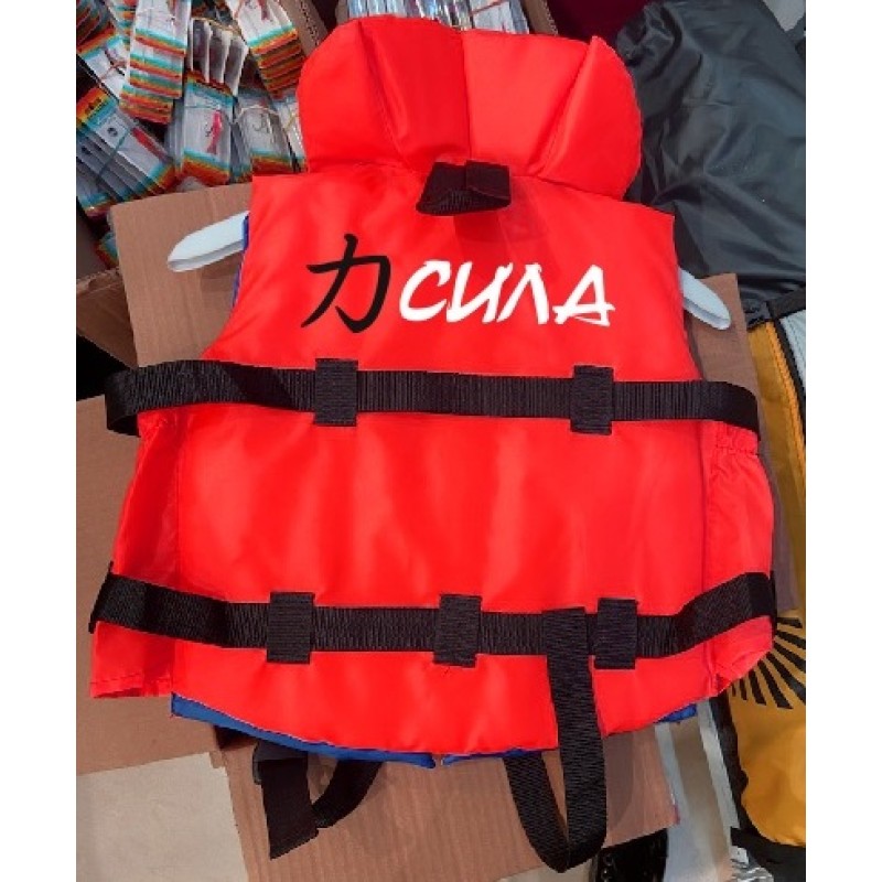 Жилет спасательный с подголовником Gaoksa Сила, до 110 кг, красный, ГОСТ Р58108-2019, подходит для ГИМС