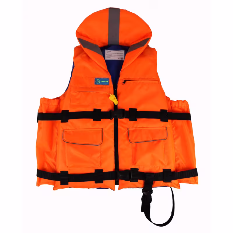 Жилет спасательный с подголовником Gaoksa Сила, до 110 кг, красный, ГОСТ Р58108-2019, подходит для ГИМС