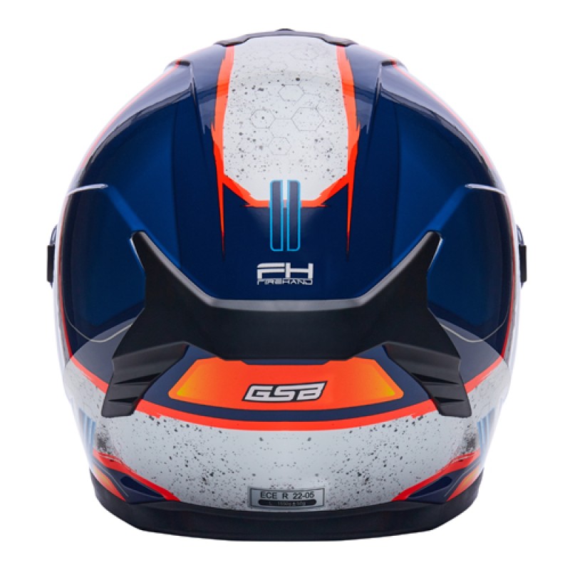 Мотошлем GSB G-361 White/Blue/Orange, белый/синий/оранжевый, размер M