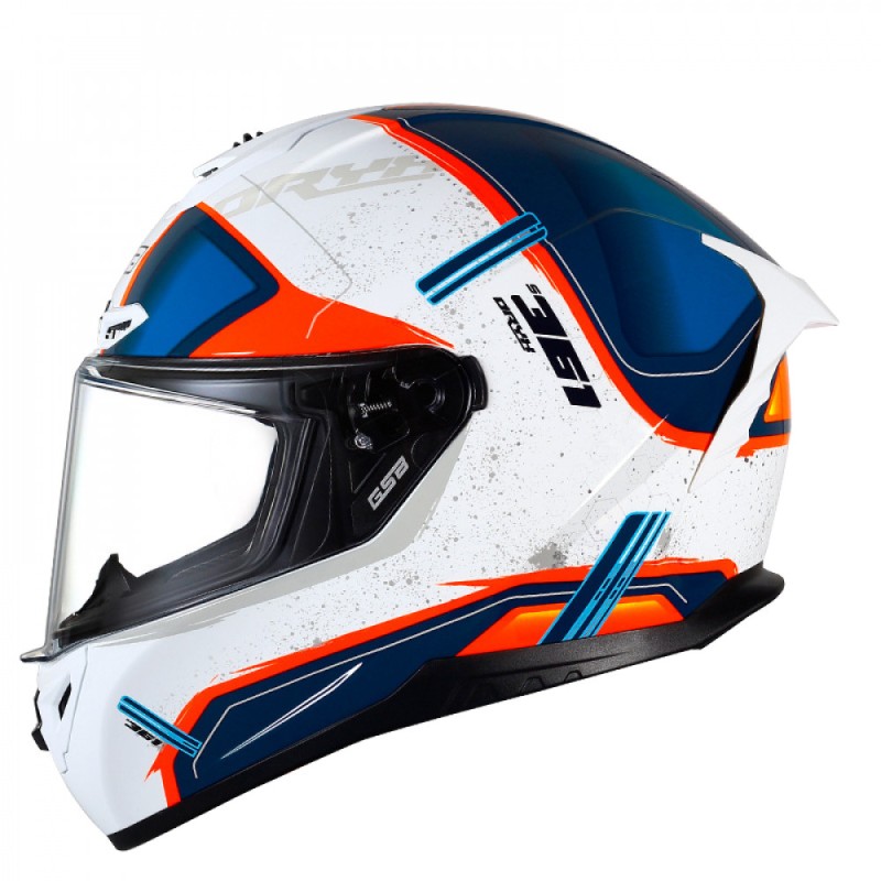 Мотошлем GSB G-361 White/Blue/Orange, белый/синий/оранжевый, размер XL