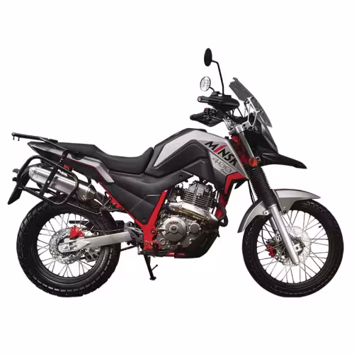 Мотоцикл эндуро туристический Minsk Goose 400, серебряный/черный