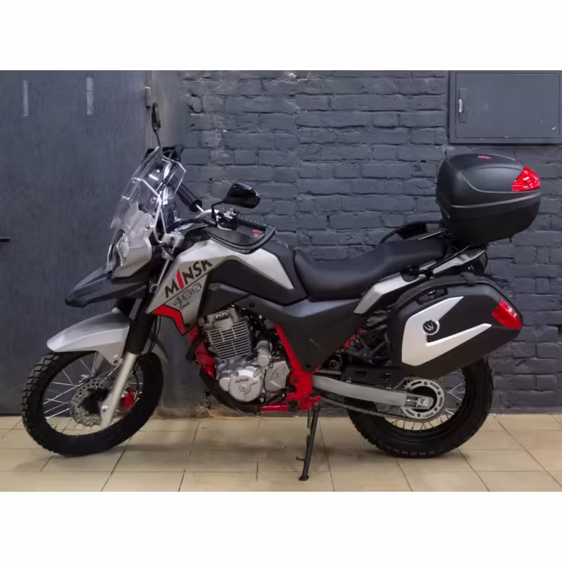 Мотоцикл эндуро туристический Minsk Goose 400, серебряный/черный