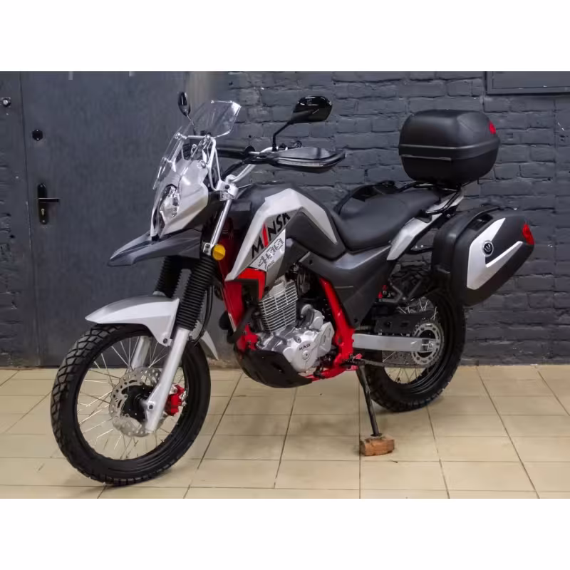 Мотоцикл эндуро туристический Minsk Goose 400, серебряный/черный