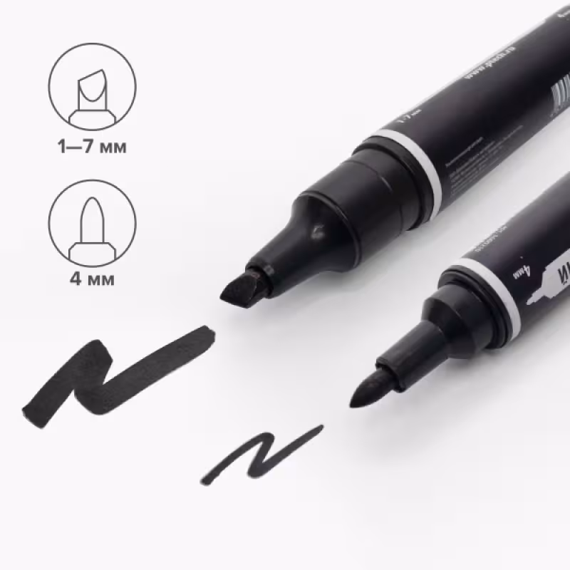 Маркер перманентный Политех, черный  (двухсторонний) 