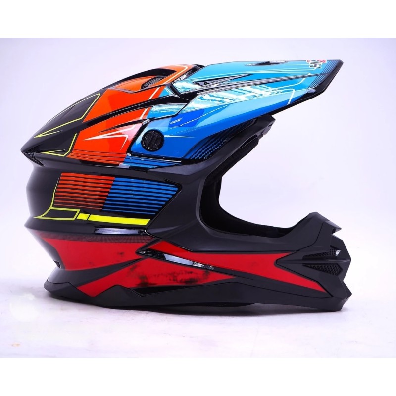 Мотошлем Hizer J6803 black/blue, черный/синий, размер L