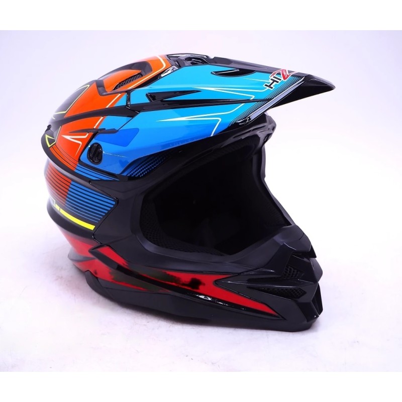 Мотошлем Hizer J6803 black/blue, черный/синий, размер L