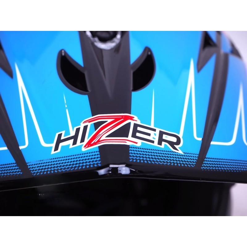 Мотошлем Hizer J6803 black/blue, черный/синий, размер L
