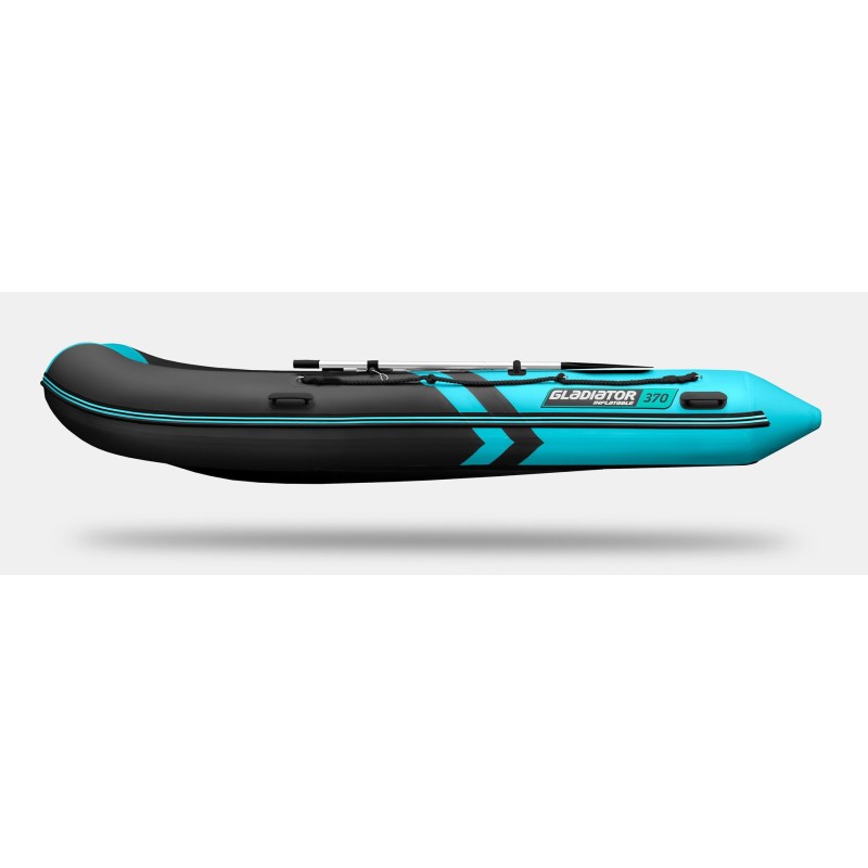 Надувная лодка ПВХ Gladiator B370, пайол фанерный, черный/бирюзовый
