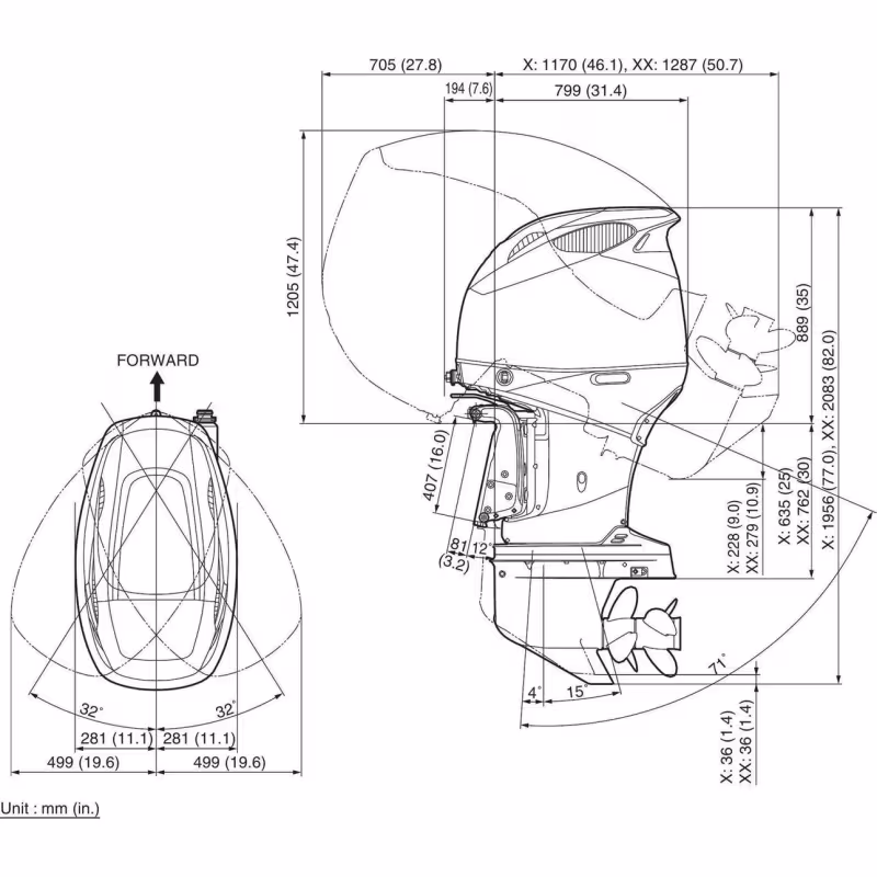 Мотор лодочный 4-тактный Suzuki DF 300 BTX, 300 л.с.
