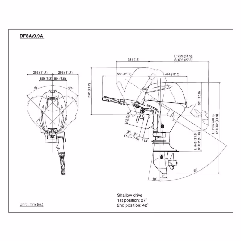 Мотор лодочный 2-тактный Suzuki DT 9.9AS, 9.9 л.с.