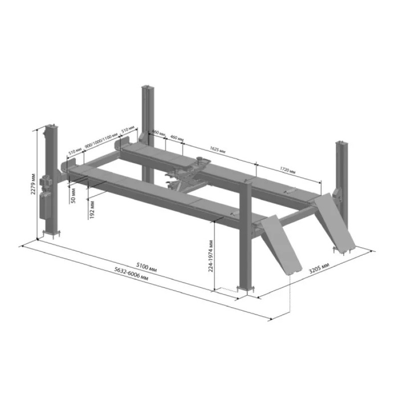 Подъемник электрогидравлический Sivik ПГА-5000/4, 4-стоечный, 5 т, синий