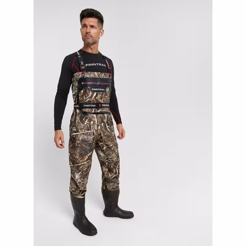 Полукомбинезон-вейдерсы Finntrail Airman 5260 MAX-5, мембрана Hard-Tex, принт Камыш, размер L/44, 175-185 см